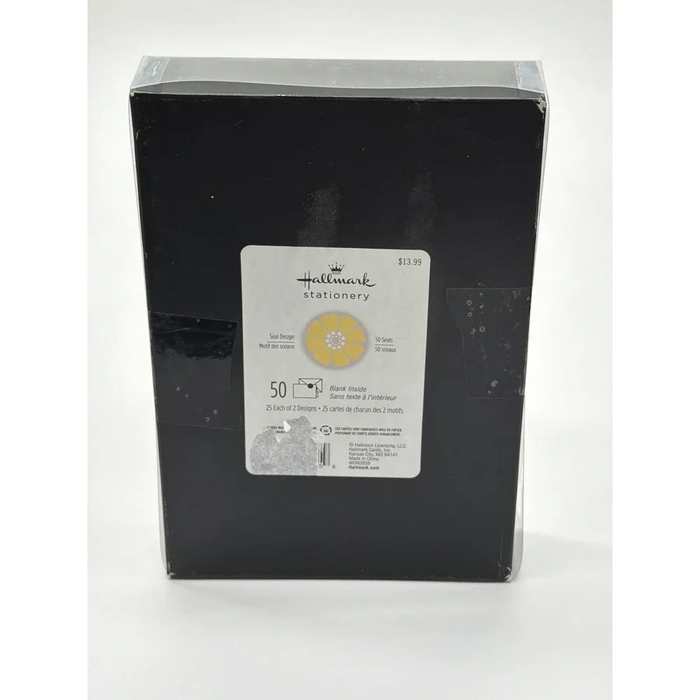 Hallmark Stationery 50 Blank Note Cards &‎ Seals Yellow Grey Geometric